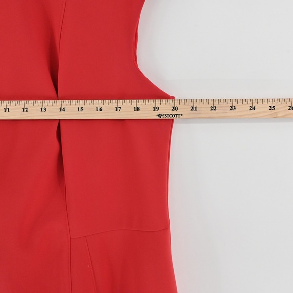 Akris Punto Sheath Dress Womens Size 16 Red Sleeveless Structured Cotton Blend - Picture 4 of 15